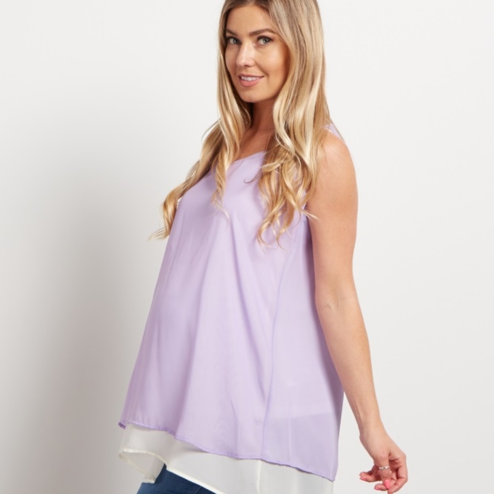 Lavender Layered Chiffon Maternity Tank Top